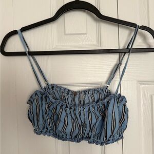 Free People Blue Striped Cropped Bralette